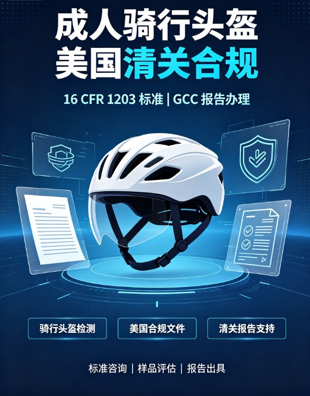 成人骑行头盔美国清关合规｜16 CFR 1203 标准 GCC 报告办理