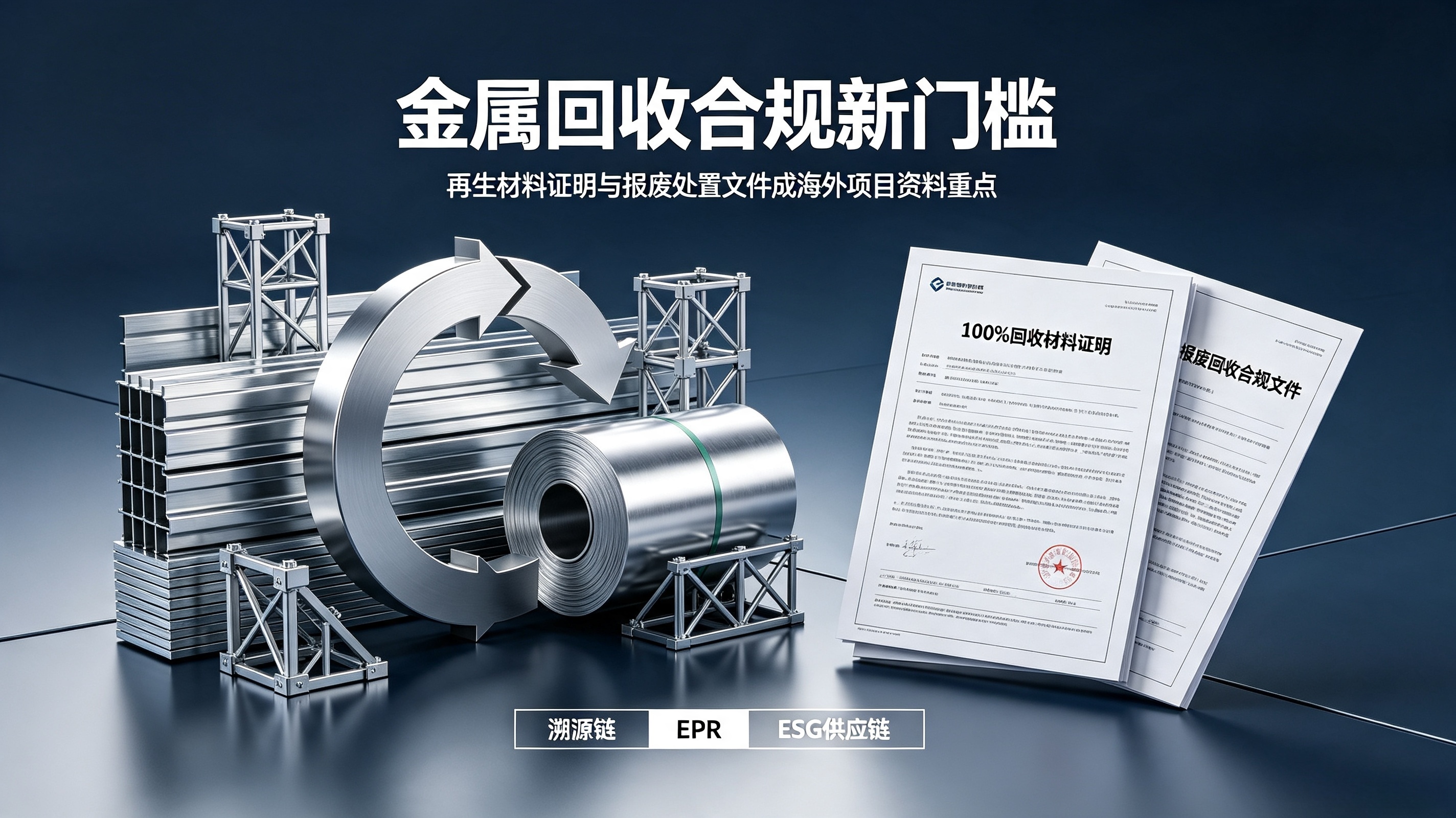金属出口新门槛：100% 回收材料证明与产品报废回收合规文件成海外项目硬性资料