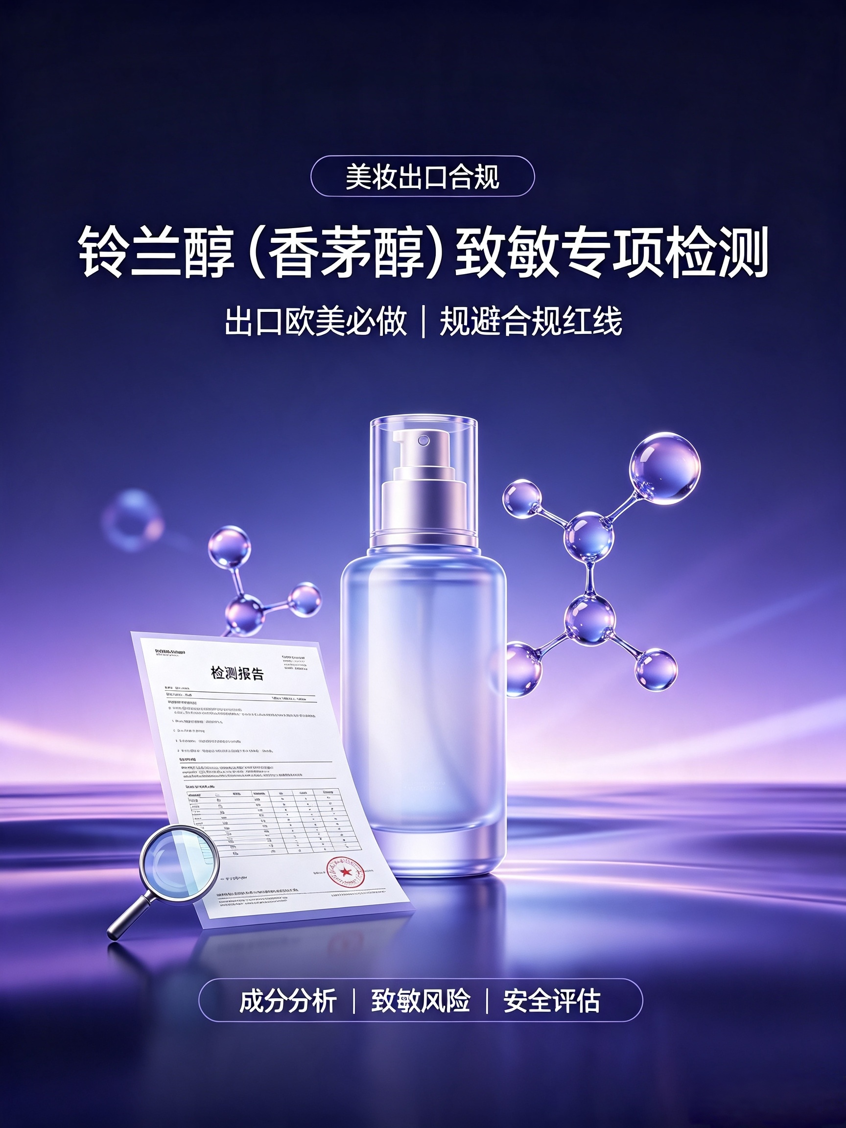出口欧美化妆品必做｜铃兰醇（香茅醇）致敏专项检测，规避合规红线